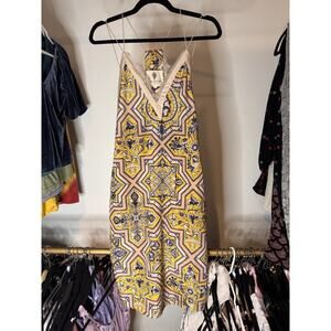 The Jetset Diaries‎ Before Dawn Slip Dress Yellow Blue Lace Trim Size Small NWT
